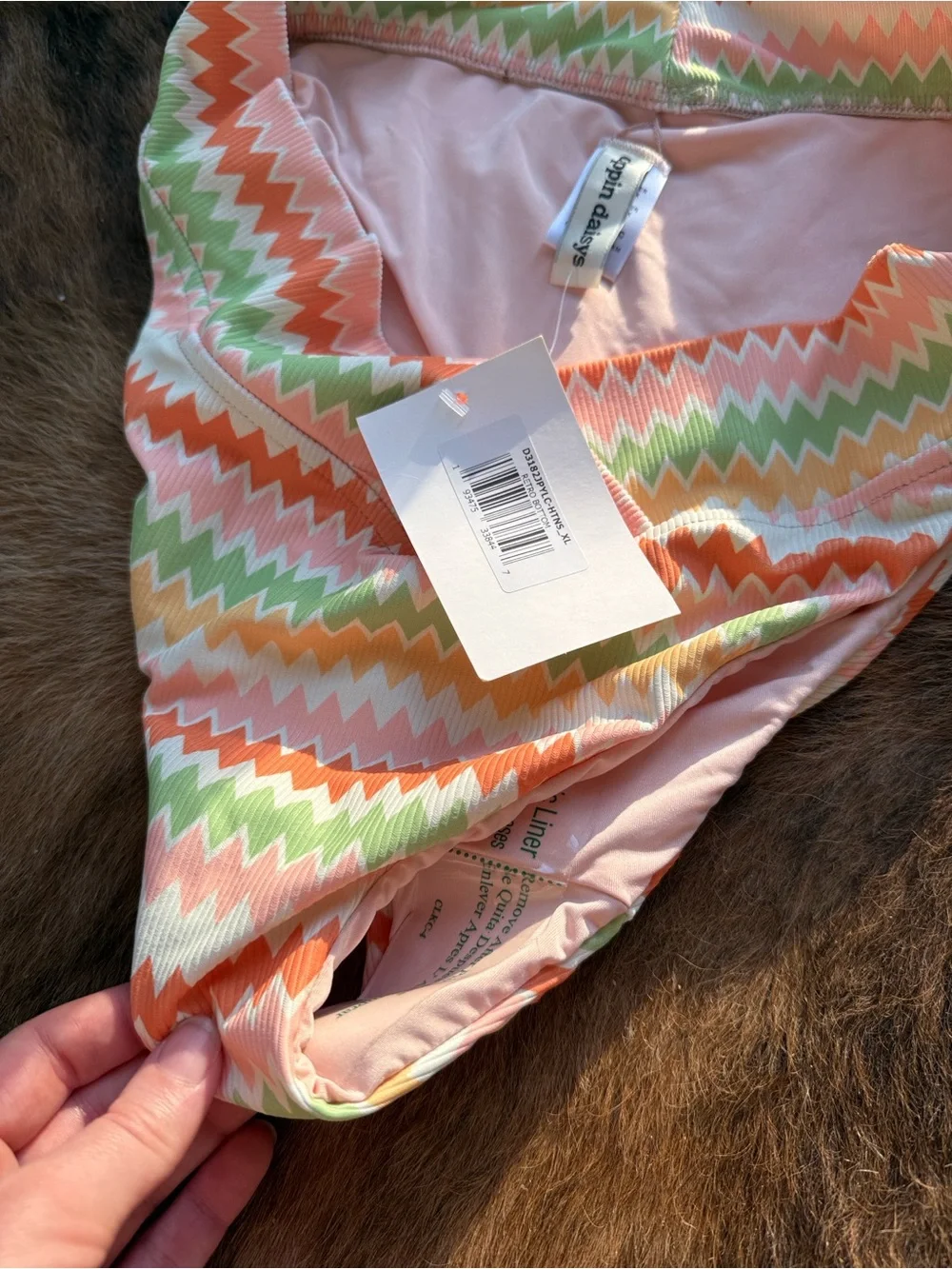 Dippin' Daisy's Pastel Chevron Bikini Bottoms - Peach, Green, Yellow, White